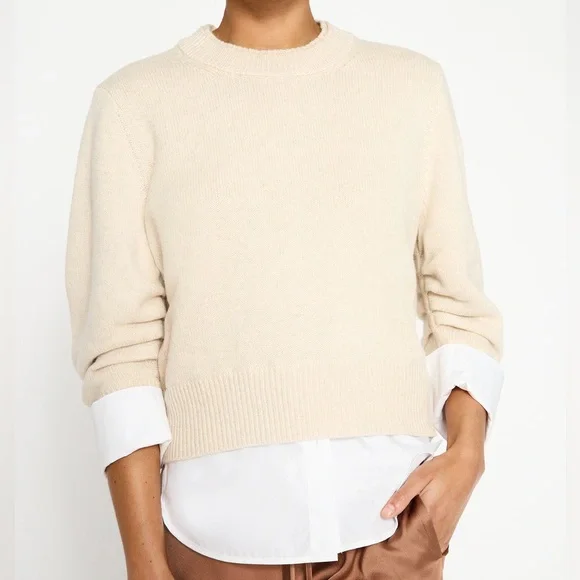 Brochu Walker Raya Ruched Crew Looker in Bisque White underlay size XS - Picture 3 of 9